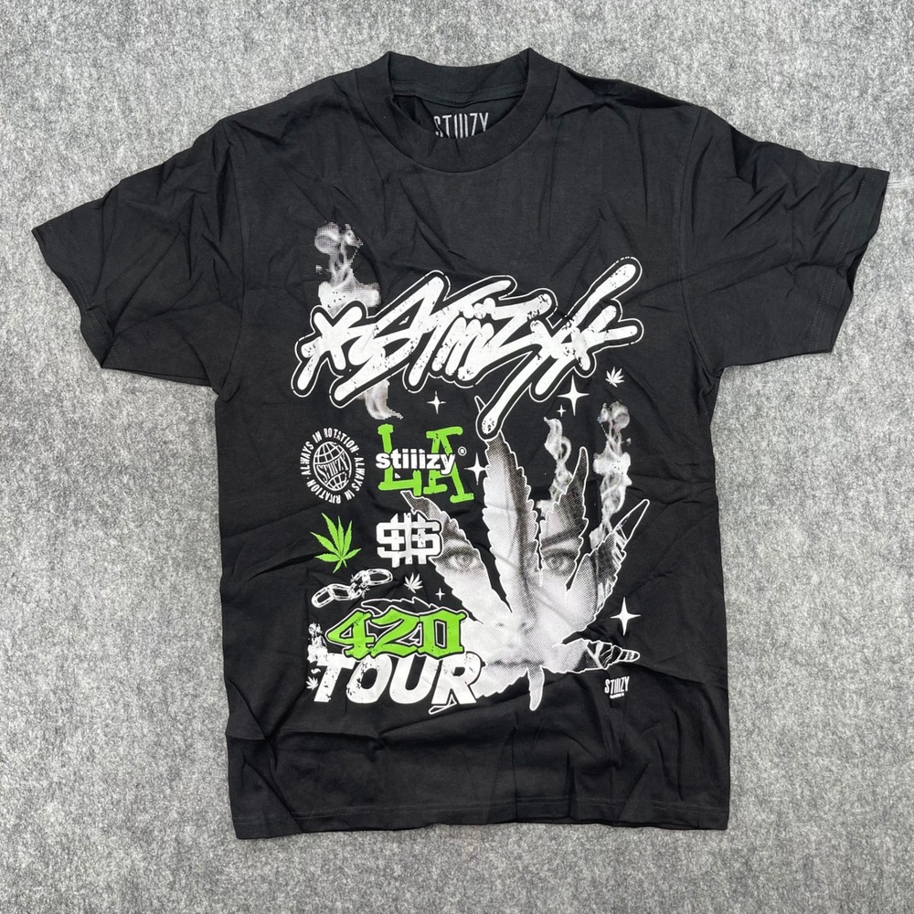Stiiizy Shirt Mens Small High Society 420 Tour Graphic Black Streetwear LA